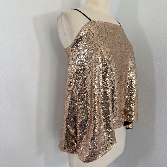 Haoduoyi Tank Top Womens‎ S Golden Sequins Feminine Disco Party Y2K - Picture 2 of 10
